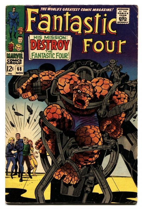 FANTASTIC FOUR #68 comic book -THING-JACK KIRBY-MARVEL VG+