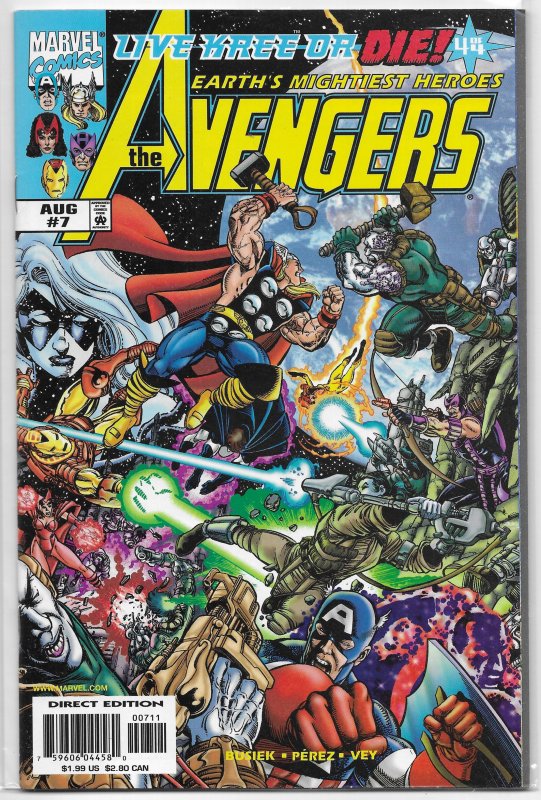 Avengers (vol. 3, 1998) # 7 FN/VF (Live Kree or Die 4) Busiek/Perez, Ms. Marvel