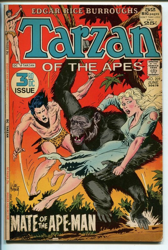 TARZAN #209 1972-DC-EDGAR RICE BURROUGHS-JOE KUBERT ART-HAL FOSTER-fn