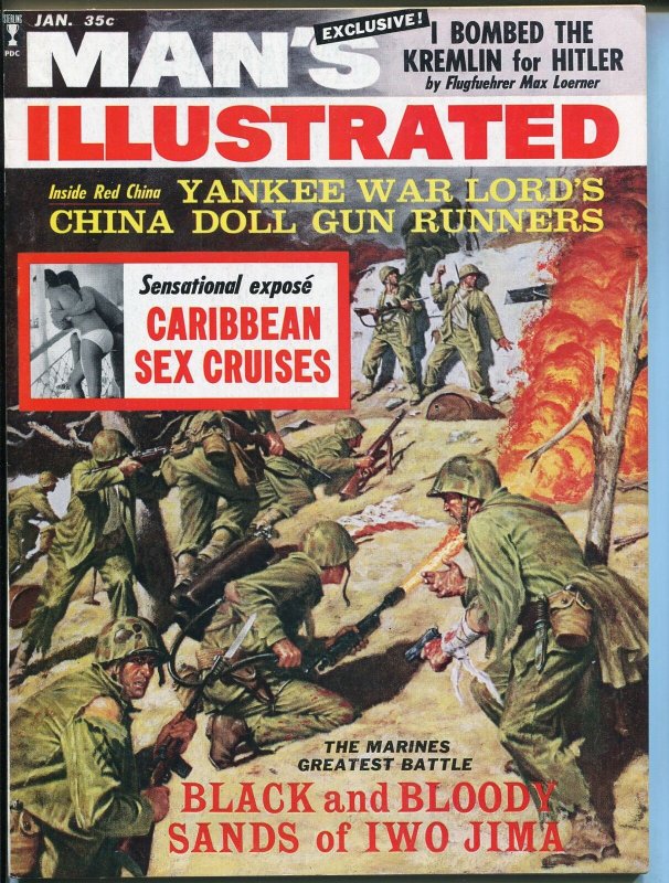 Man's Illustrated 1/1963-Iwo Jima-Hitler-Red China-flame thrower-bound ...