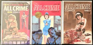All Crime Comics #1-3 Set Art of Fiction 2012 Bruce Timm Avg VF/NM