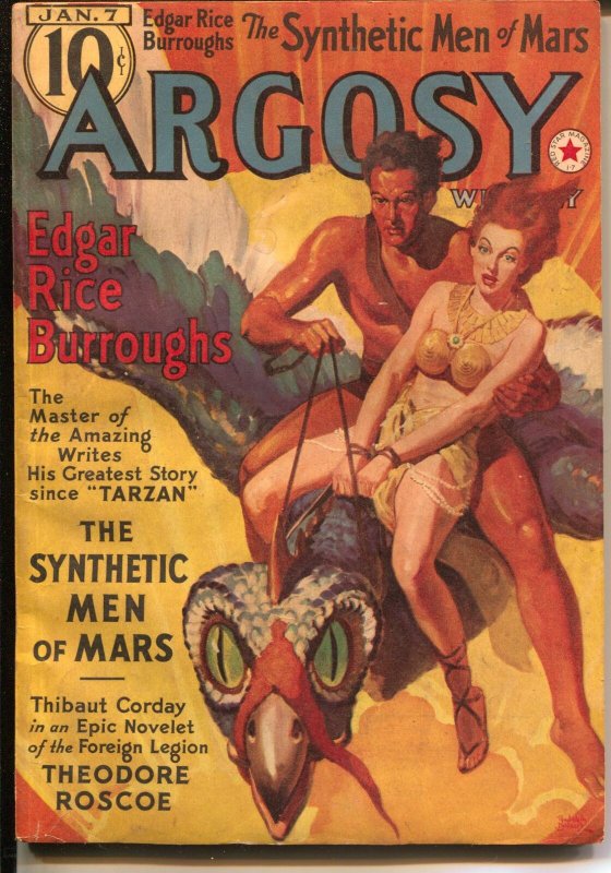 Argosy 1/7/1939-Munsey-Rudolph Belarski-ERB-John Carter of Mars-VG+