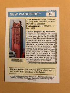 NEW WARRIORS #85 : 1990 Marvel Universe Series 1 card, NM/M,  Rookies