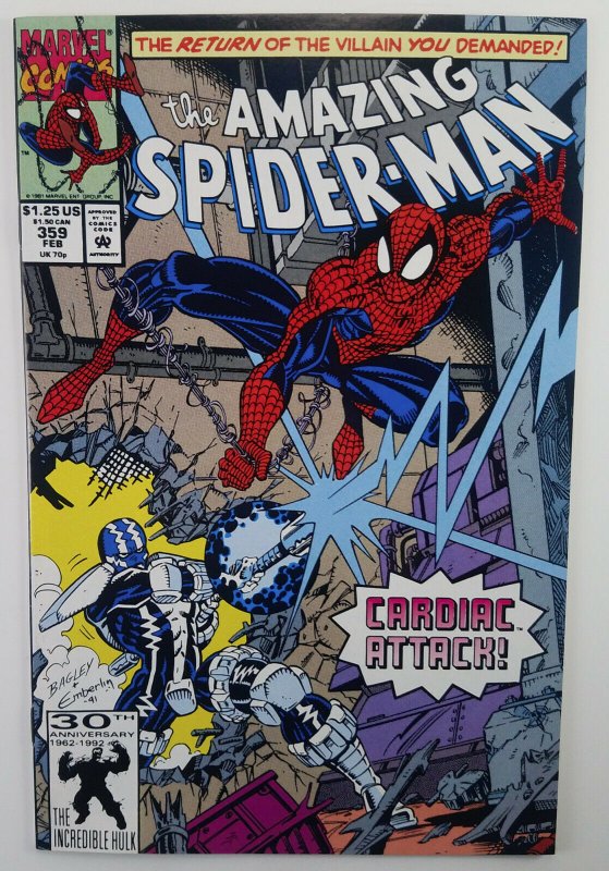 Amazing Spider-man 359 1ST (Cameo) FIRST APP Kasaday & Carnage Symbiote NM