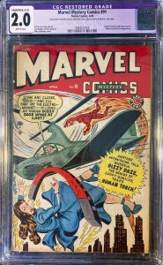 Marvel Mystery Comics #91 (1949)  CGC 2.0 slight restoration  scarce