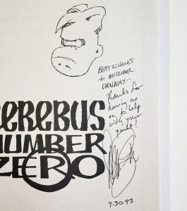 Signed 1993 AV Comic Cerebus Number Zero #0 with Hand Drawn Artwork by Dave Sim 