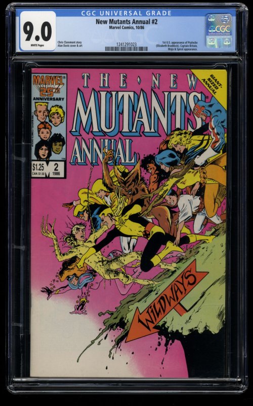 New Mutants Annual #2 CGC VF/NM 9.0 White Pages 1st Psylocke!
