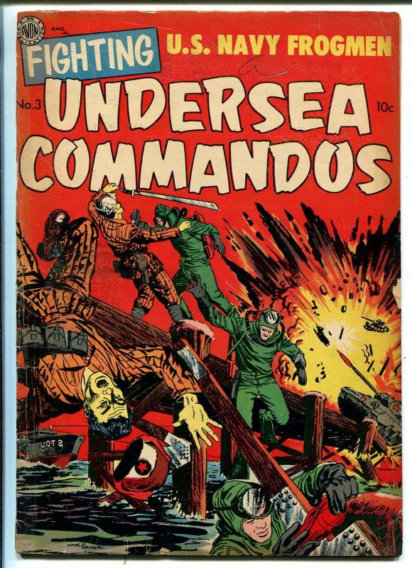 FIGHTING UNDERSEA COMMANDOS #3 1952-AVON-FROGMEN-COMMIES-TANKS-good/vg