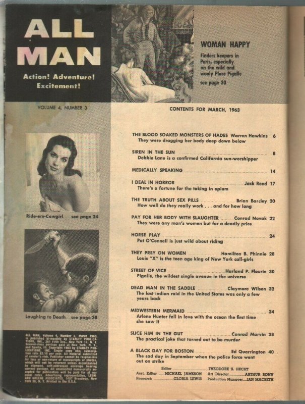 All Man 3/1963-Stanley-torture cover-opium-cheesecake-violence-FR