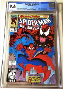 Spider-Man Unlimited #1 CGC 9.6 White Pages Carnage 1st Shriek FREE SHIPPING
