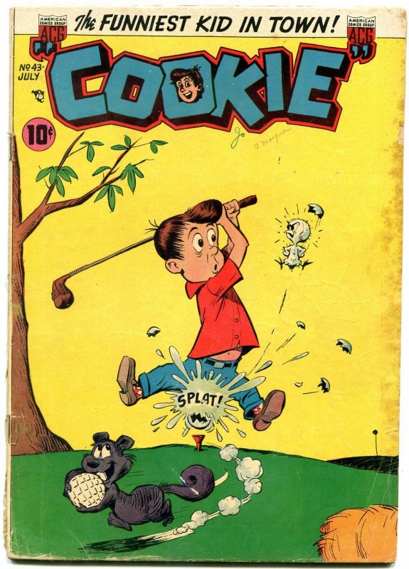 COOKIE COMICS #43 1953-GOLF COVER-SQUIRREL HIJINX VG