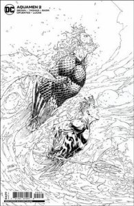 Aquamen 2-C Jim Lee Black & White Cardstock Cover VF/NM