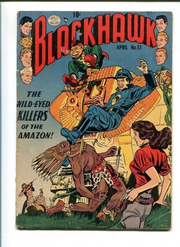 BLACKHAWK COMICS #51-QUALITY-1952-REED CRANDALL ART-KILLERS OF THE AMAZON-VG VG