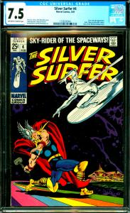 Silver Surfer #4 CGC Graded 7.5 Thor & Loki App. Hulk, Thing, Hercules Cameo