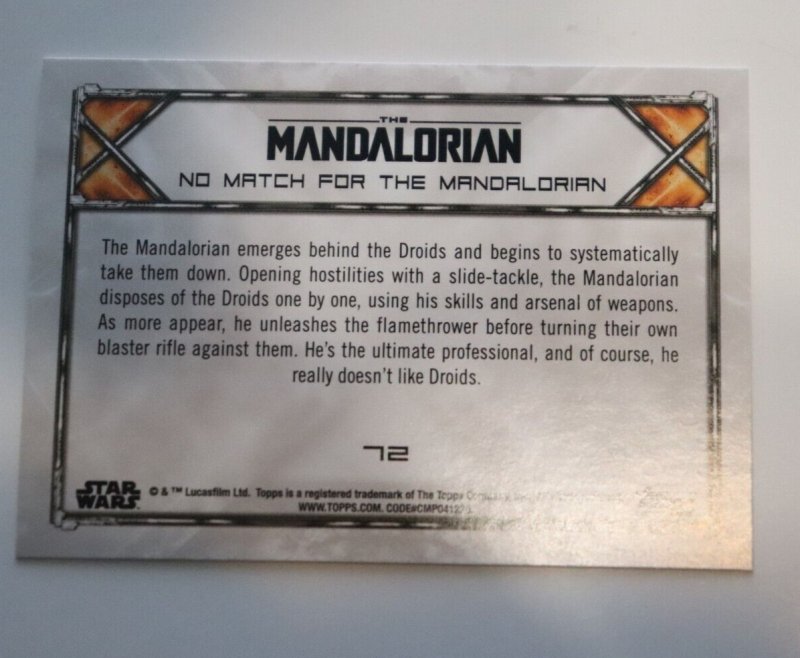 2020 Star Wars The Mandalorian Season 1 #72 No Match for The Mandalorian