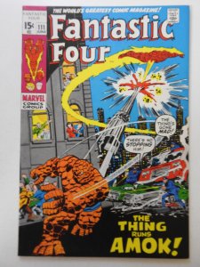 Fantastic Four #111 (1971) The Thing Runs Amok! Sharp VF-NM Condition!