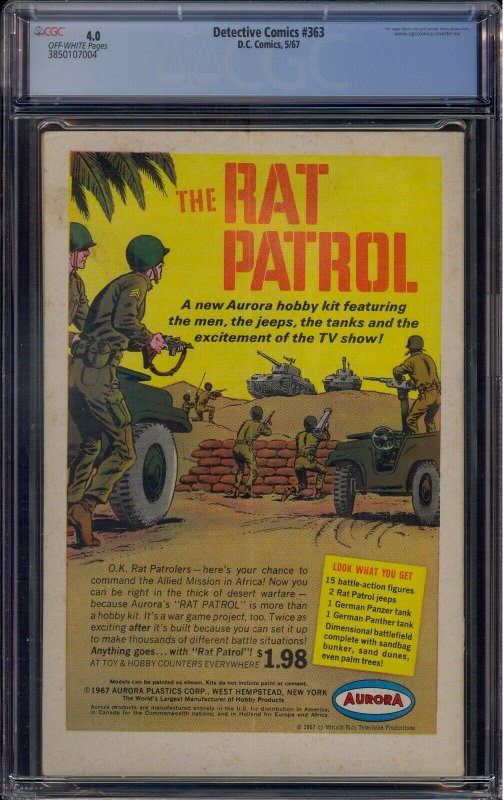 DETECTIVE COMICS #363 CGC 4.0 BATMAN 2ND BATGIRL