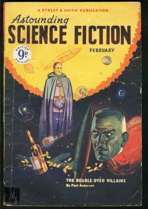 ASTOUNDING SCIENCE FICTION 1950 FEB-BRITISH ED-DOUBLE DYED VILLIANS VG