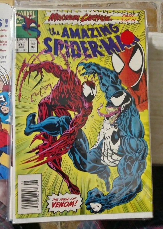 Amazing Spider-Man # 378 1993 marvel MAXIMUM CARNAGE pt 3 venom eddie brock