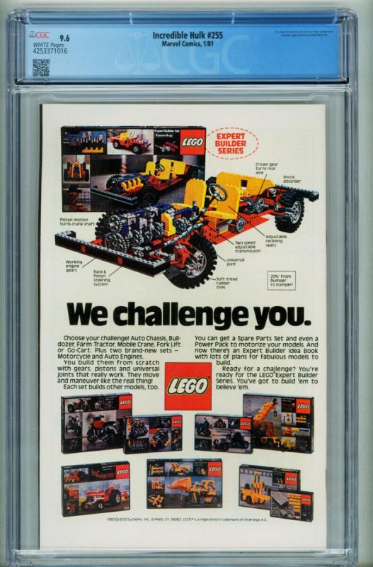 Incredible Hulk #255 CGC 9.6 Marvel Hulk VS. Thor Comic Book 4253371016