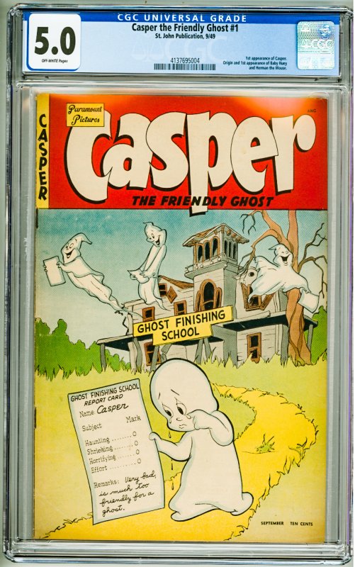 Casper The Friendly Ghost #1 CGC 5.0! OW Pages! 1st Appearance of Casper!