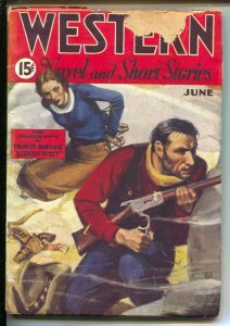 Western Novel And Short Stories Pulp  6/1935-Bondage cover-Ernest Haycox-Ride...