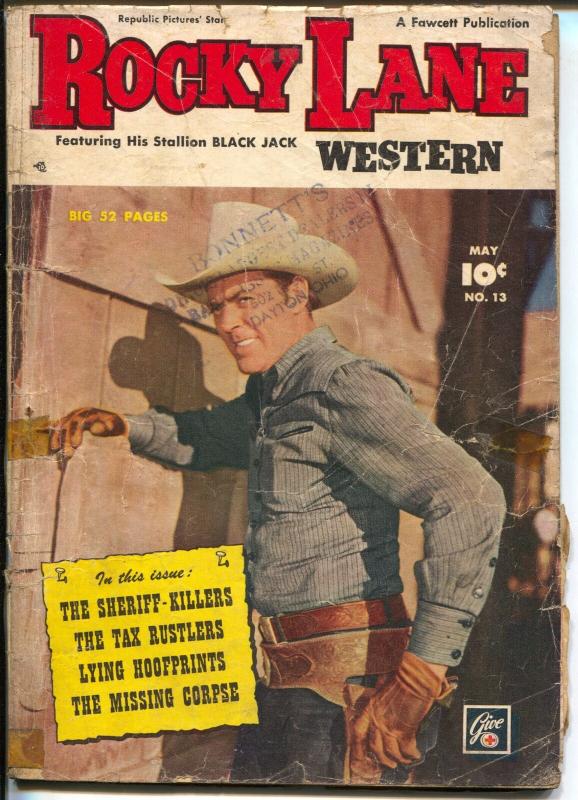 Rocky Lane Western #13 1950-Fawcett-photo cover-Black Jack-G/VG