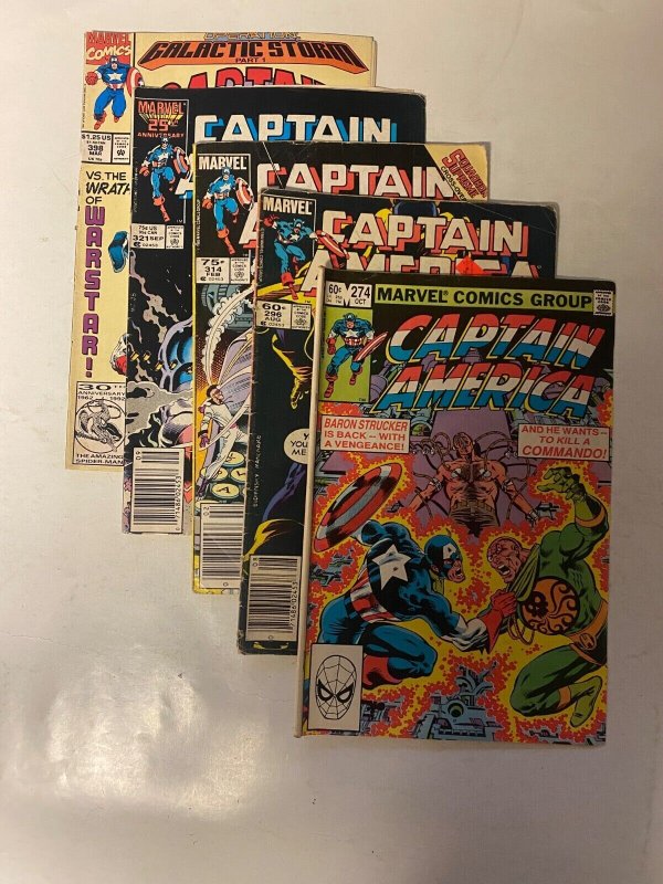 5 Captain America MARVEL comic books #274 296 314 321 398 9 KM28