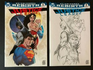 DC Universe Rebirth Justice League 1 Michael Turner Color & Sketch Variants - NM
