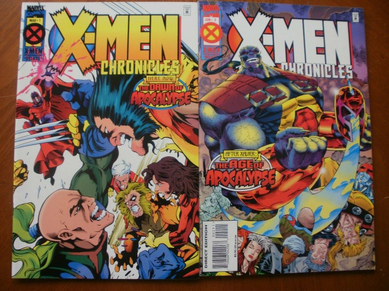 2 Near-Mint Marvel Deluxe X-MEN CHRONICLES Comic #1 #2 (1995) Apocalypse 