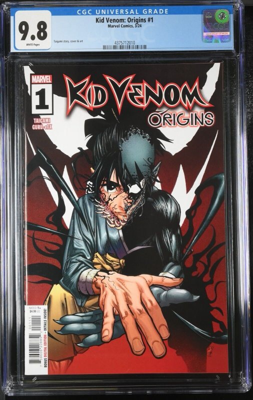 Kid Venom Origins #1 Taigami Cover A CGC 9.8 Marvel 2023 White Pages Graded Slab