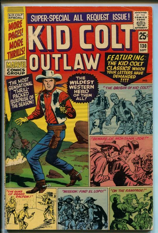 KID COLT OUTLAW #130-1966-MARVEL-ORIGIN RETOLD-vg+