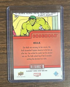 Hulk Secret Wars Ensemble Allegiance #E-34 2023 Marvel Trading Card