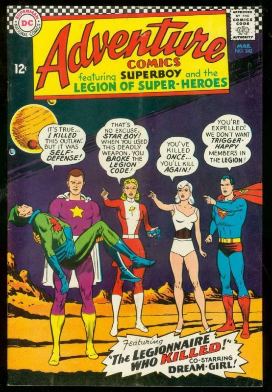 ADVENTURE COMICS #342-SUPERBOY-STAR BOY COURT MARTIALED VG/FN