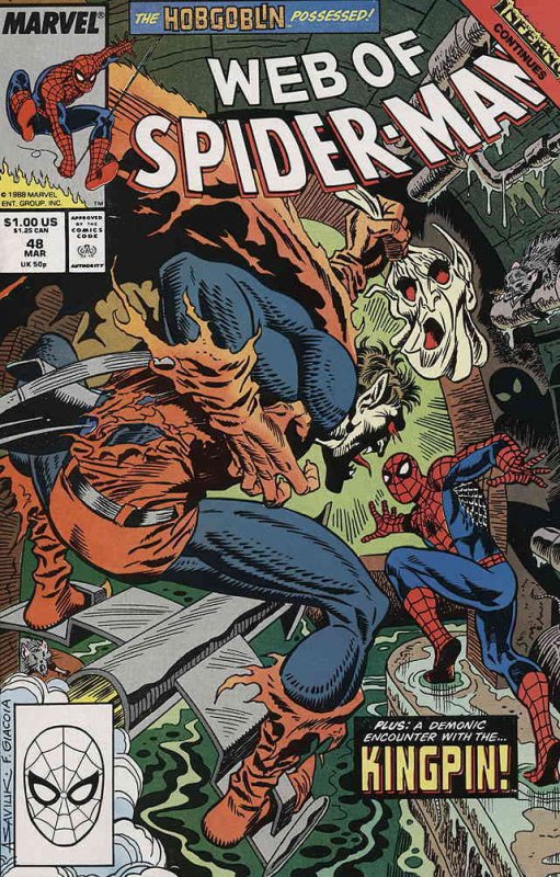 Web of Spider-Man, The #48 FN ; Marvel | X-Men's Inferno Tie-In Hobgoblin