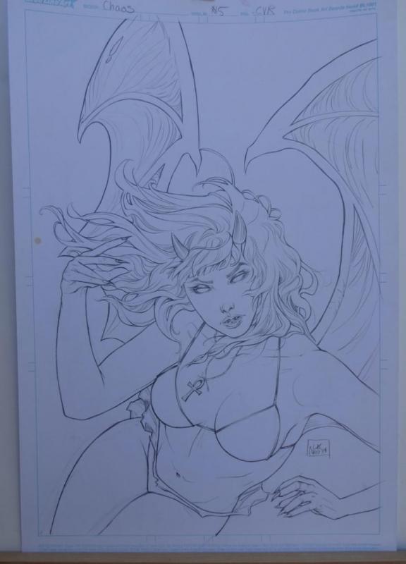 NEI RUFFINO original art, Cover of PURGATORI #1, Signed, 2014, 11x17, Beautiful