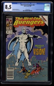 West Coast Avengers #45 CGC VF+ 8.5 Newsstand Variant 1st White Vision!