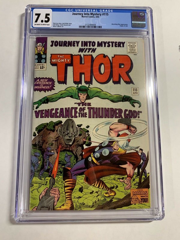 Journey Into Mystery 115 Cgc 7.5 Ow/w Pages Marvel Silver Age Thor