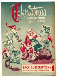 Comic Book Christmas Subscription Rate Sheet 1947 
