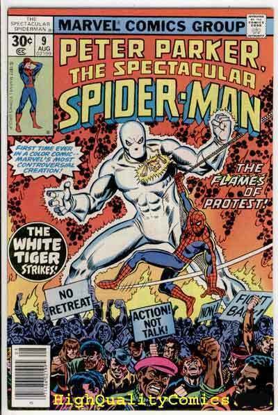 SPECTACULAR SPIDER-MAN #9, NM-, White Tiger, Buscema, Tiger in the night 1977