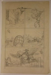 Marvel Team-Up Prelim - Spider-Man Parachuting and Valkyrie - art by Sal Buscema
