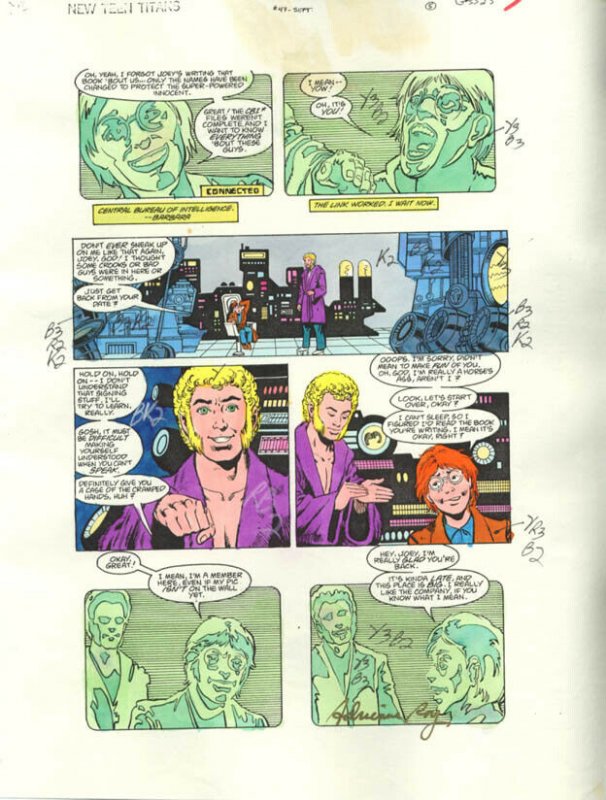 NEW TEEN TITANS #47-ORIGINAL D.C. PRODUCTION ART-PG 5 VG