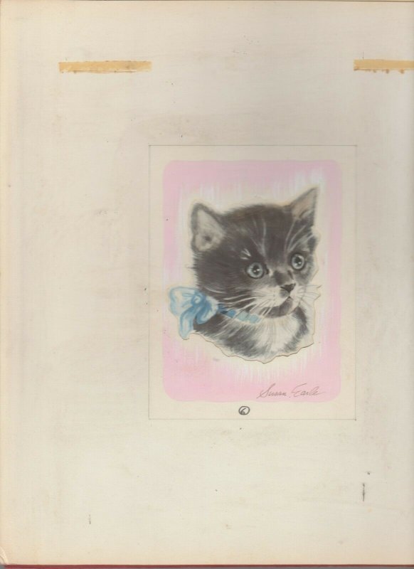 NOTE CARD Painted Grey Kitten by Susan Earle 10.5x11.5 Greeting Card Art #6