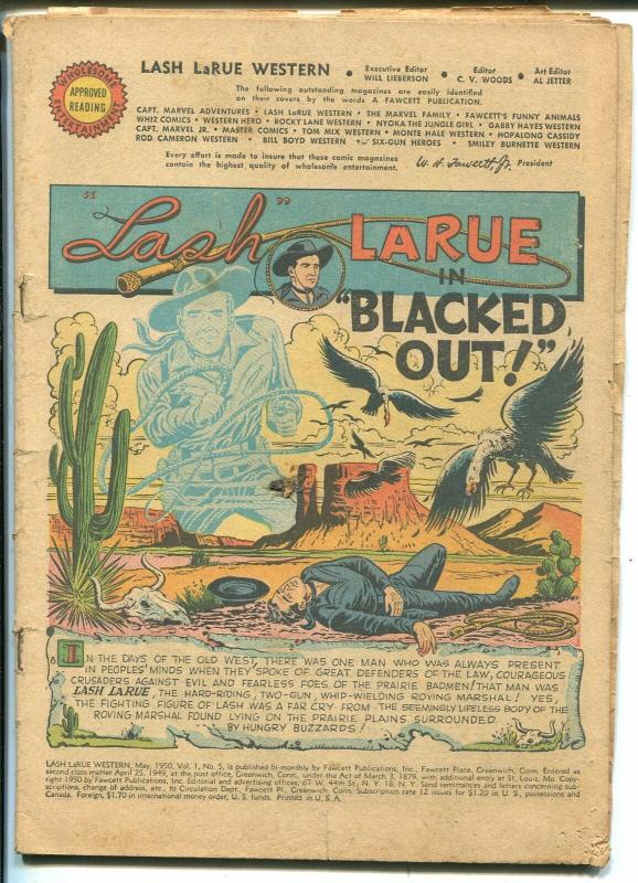 Lash LaRue #5 1950-Fawcett-Western-coverless reading copy-P