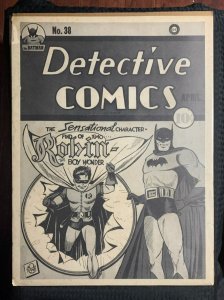 1970's DETECTIVE COMICS #38 by Bob Kane 16x21.5 Back & White Poster VG 4.0