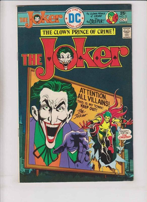 Joker #3 FN+ october 1975 - beware the creeper - denny o'neil - batman villain