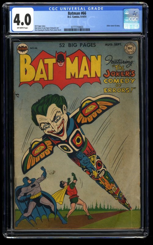 Batman #66 CGC VG 4.0 Off White Joker Cover!