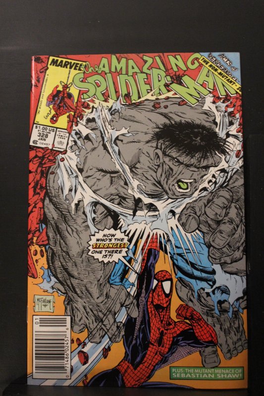 The Amazing Spider-Man #328 (1990) High-Grade NM- McFarlane Hulk vs Spidey wow!