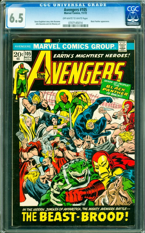 Avengers #105 CGC Graded 6.5 Black Panther appearance.