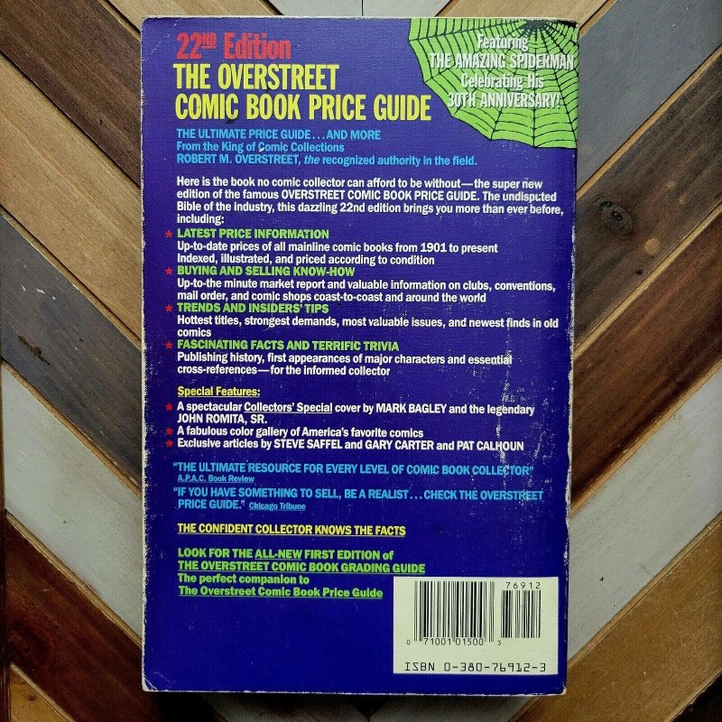 OVERSTREET COMIC PRICE GUIDE 22st Ed (Paperback 1992) Romita Spider-Man Cover